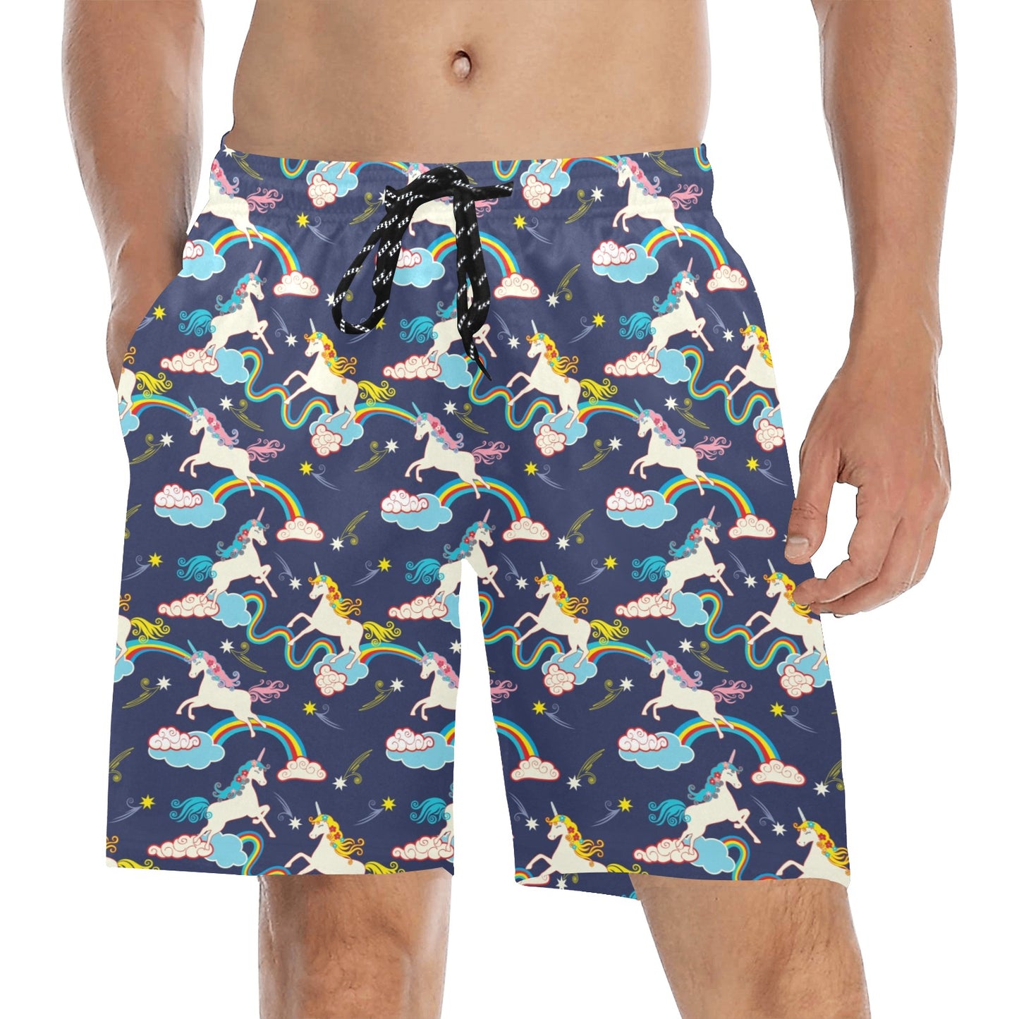 Unicorn Print Design LKS304 Men's Swim Trunks Beach Shorts