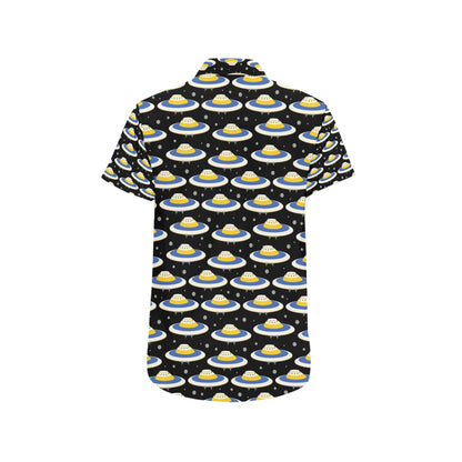 UFO Print Design LKS303 Men Short Sleeve Button Up Shirt