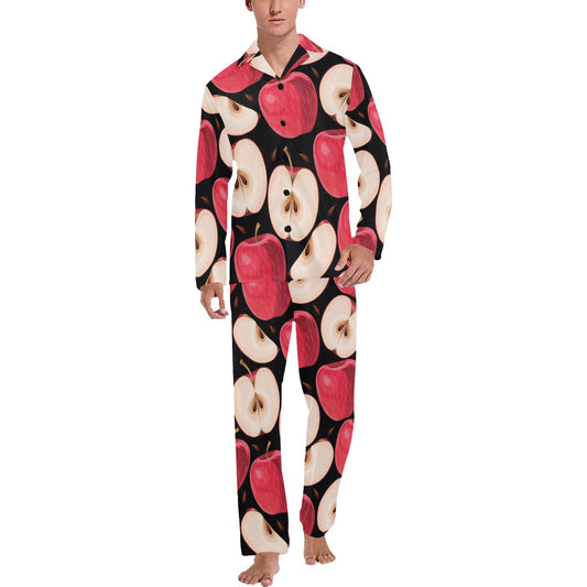 Apple Pattern Print Design AP02 Men's Long Pajama Set
