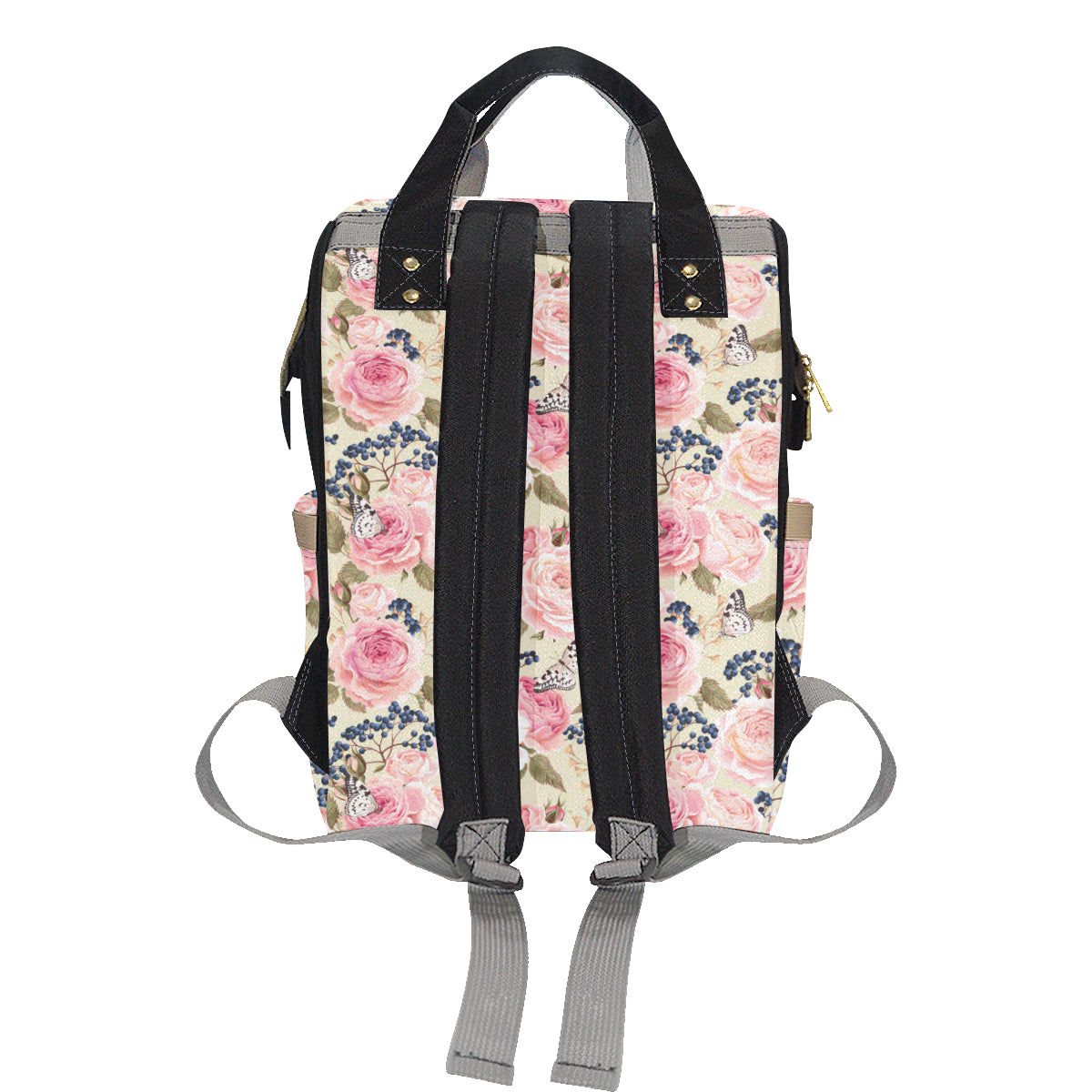 Floral Pink Butterfly Print Diaper Bag Backpack