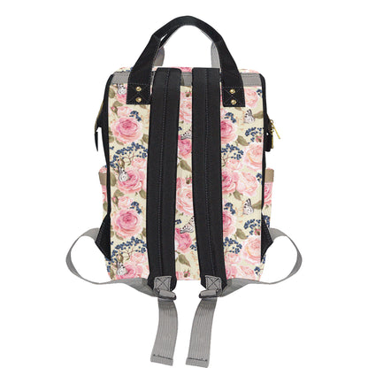 Floral Pink Butterfly Print Diaper Bag Backpack