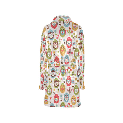 Easter Eggs Pattern Print Design RB011 Women's Fleece Robe