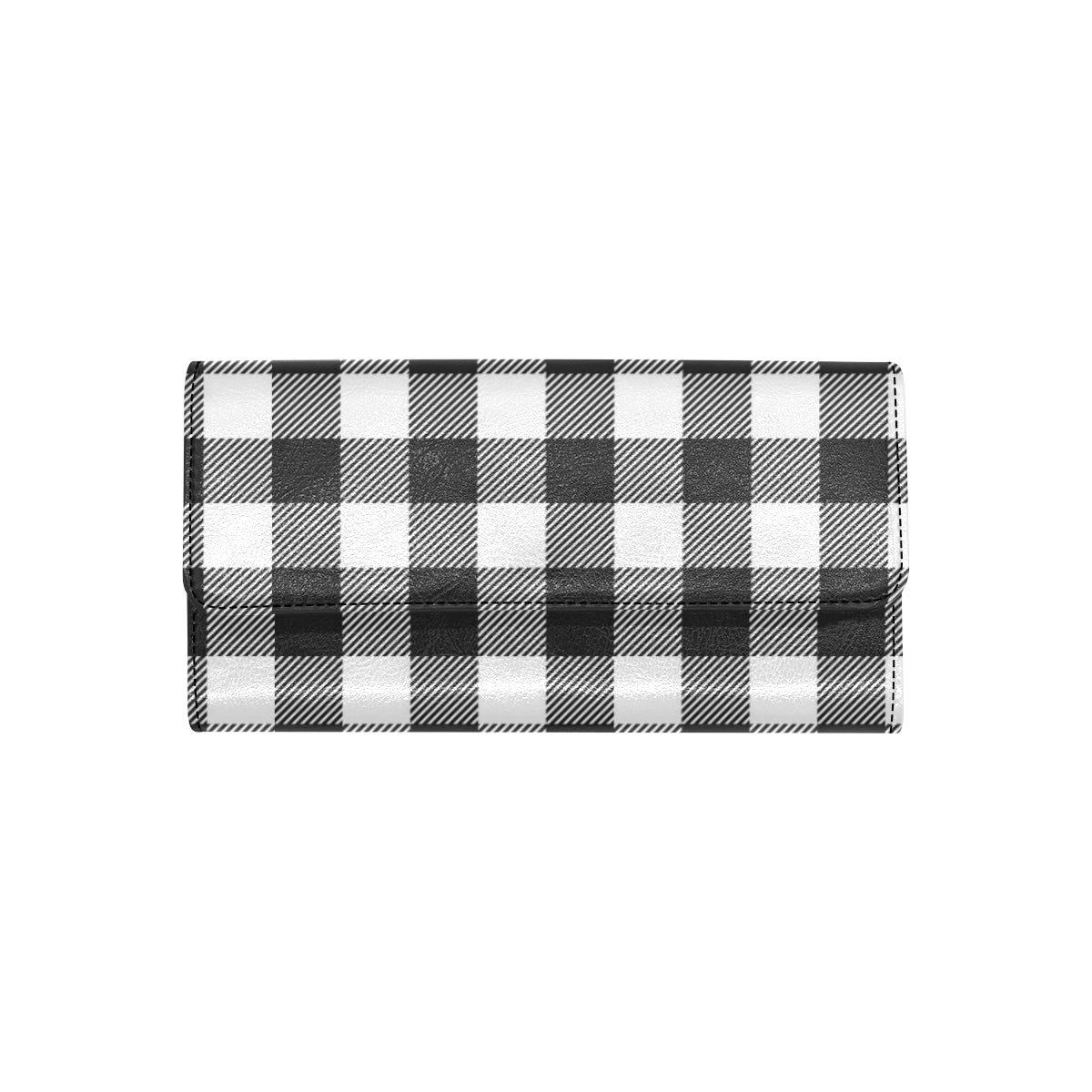 Buffalo check Black white Pattern Print Design 04 Women's Trifold Wallet