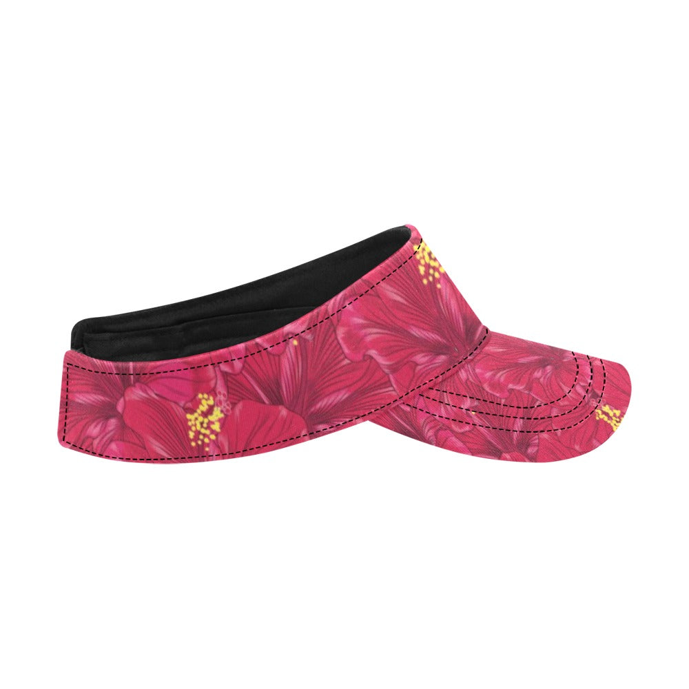 Hibiscus Red Pattern Print LKS308 Unisex Sun Visor