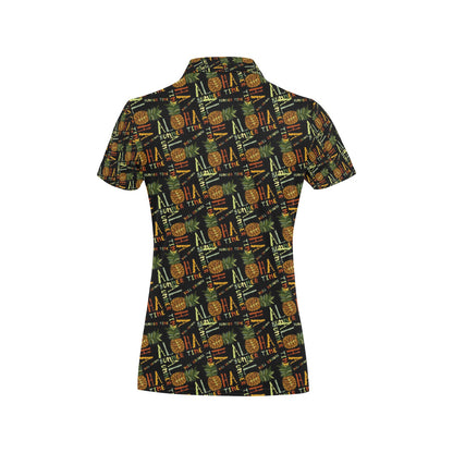 Aloha Hawaii Time Design Themed Print Women's Polo Shirt