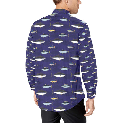 Tuna Fish Print Design LKS304 Men's Long Sleeve Dress Shirt