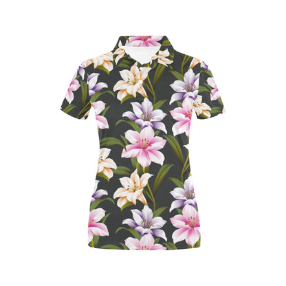 Lily Pattern Print Design LY01 Women's Polo Shirt