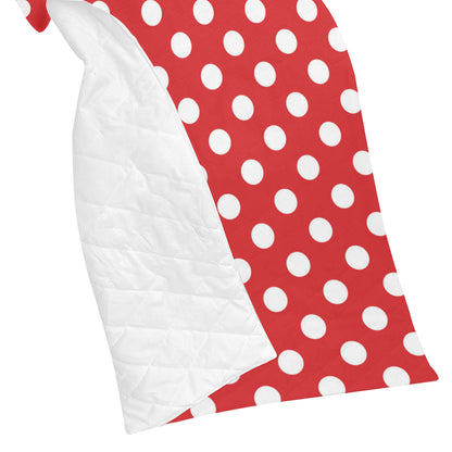 Polka Dot Red Pattern Print Design 04 Premium Quilt