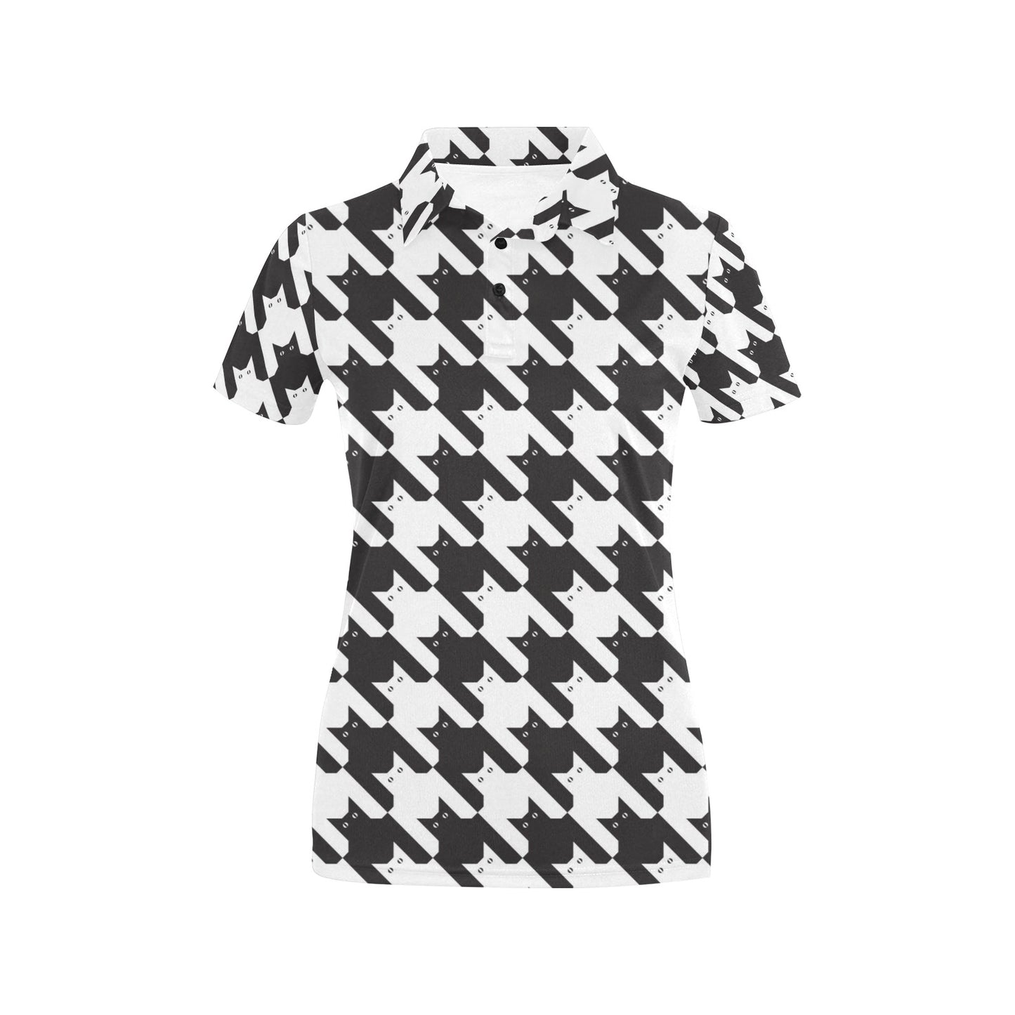 Cat HoundstoothPattern Print Design 01 Women's Polo Shirt