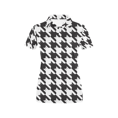 Cat HoundstoothPattern Print Design 01 Women's Polo Shirt