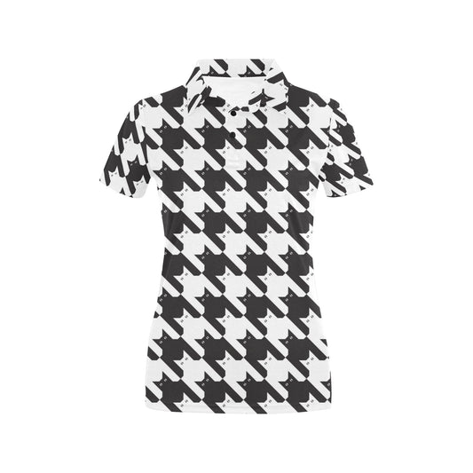 Cat HoundstoothPattern Print Design 01 Women's Polo Shirt