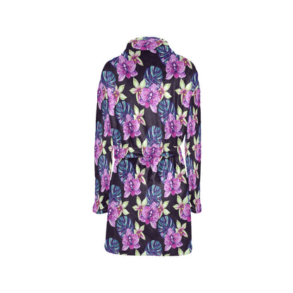 Orchid Pattern Print Design OR010 Women's Fleece Robe
