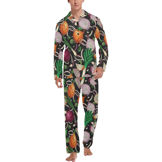 Onion Pattern Print Design A03 Men's Long Pajama Set