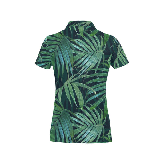 Tropical Flower Pattern Print Design TF011 Women's Polo Shirt