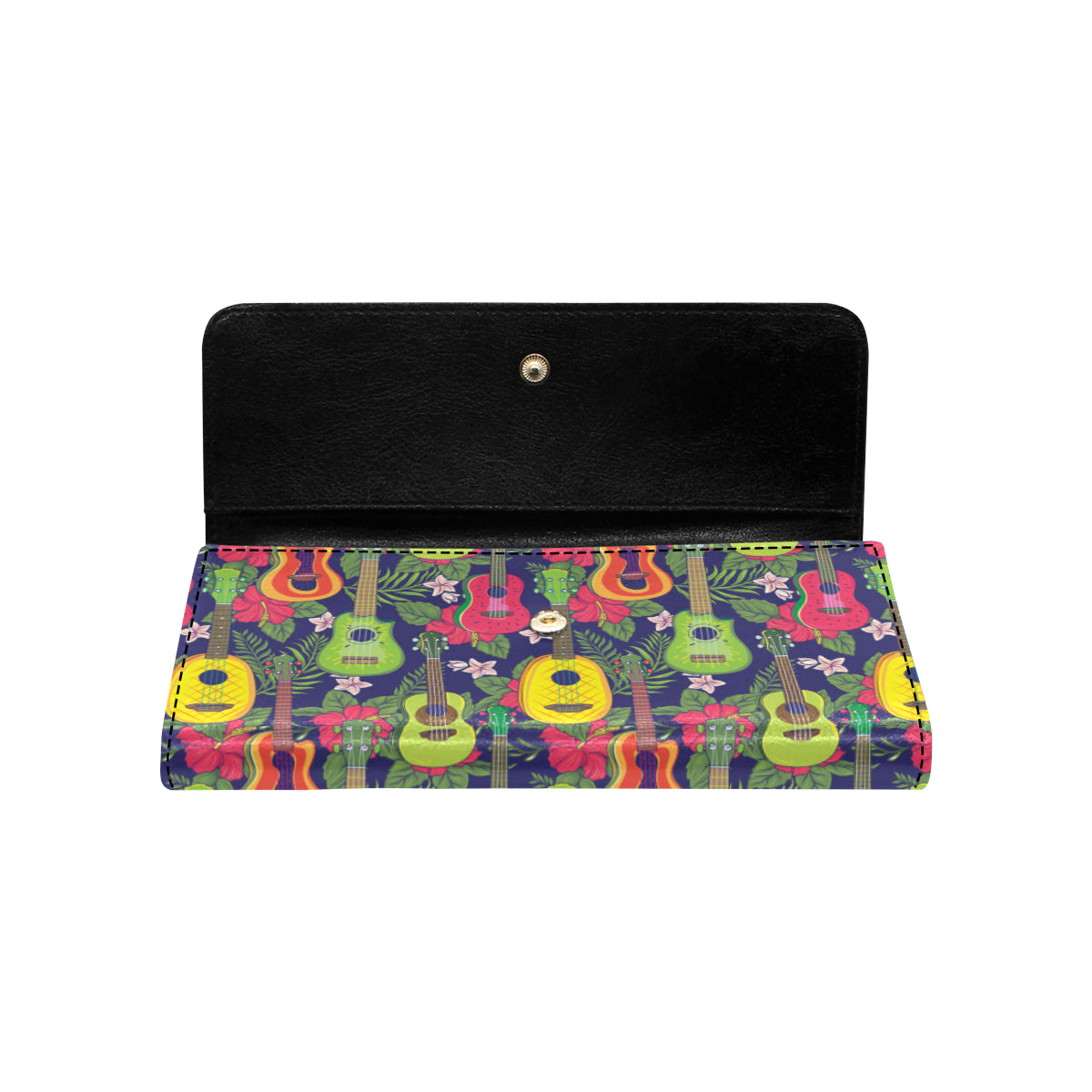 Ukulele Tropical Pattern Print Design 03 Women's Trifold Wallet