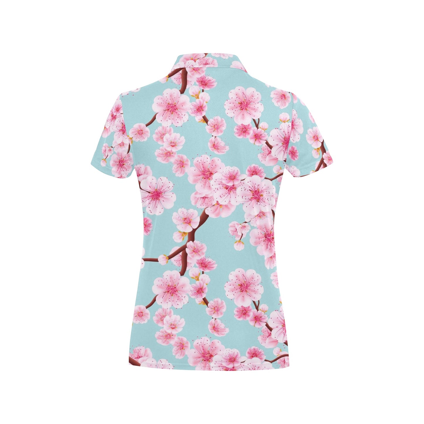 Cherry Blossom Pattern Print Design CB04 Women's Polo Shirt