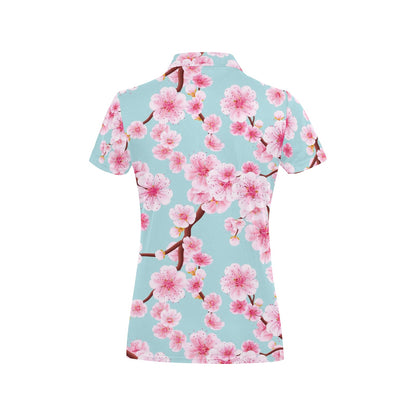 Cherry Blossom Pattern Print Design CB04 Women's Polo Shirt