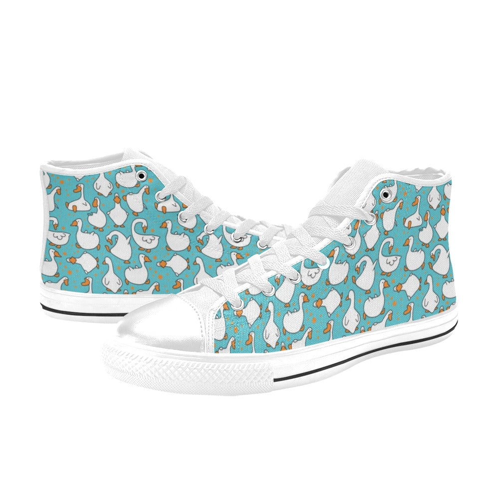Goose Print Design LKS403 Men's High Top Canvas Shoes