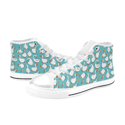 Goose Print Design LKS403 Men's High Top Canvas Shoes