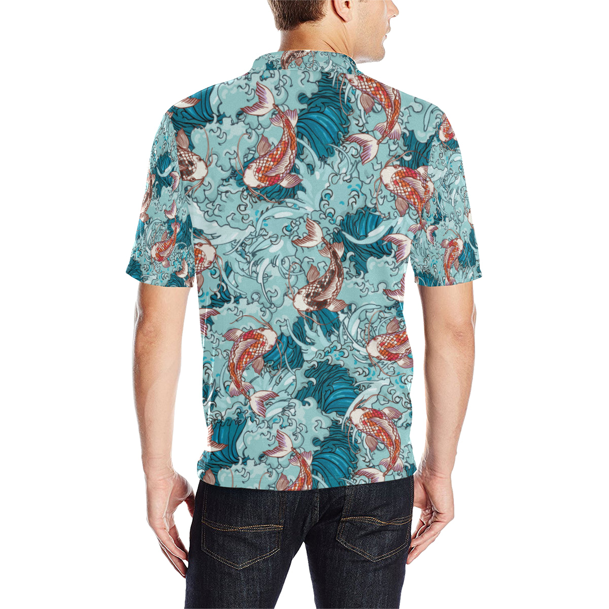 KOI Fish Pattern Print Design 05 Men Polo Shirt