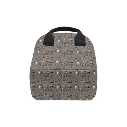 Native Indian life Design Print Insulated Lunch Bag
