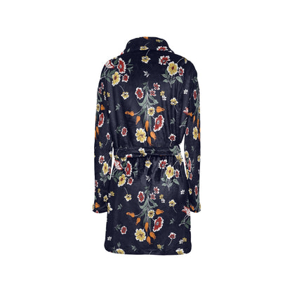 Summer Floral Pattern Print Design SF01 Women's Fleece Robe