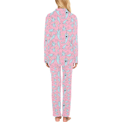 Narwhal Cartoon Cute Print Women's Long Pajama Set