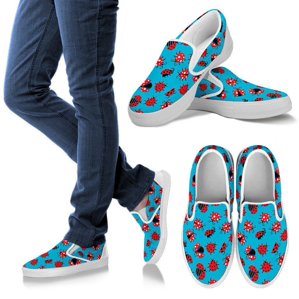 Ladybug Action Print Pattern Men Slip Ons Shoes
