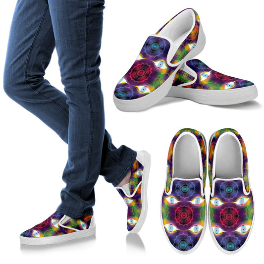 Chakra Eye Print Pattern Men Slip Ons Shoes
