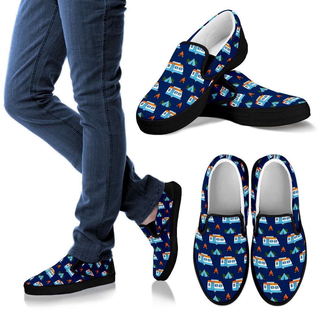 Camper Pattern Camping Themed No 3 Print Men Slip Ons Shoes