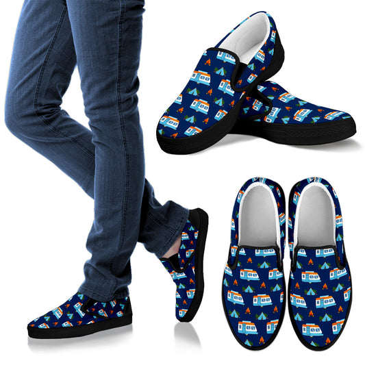 Camper Pattern Camping Themed No 3 Print Men Slip Ons Shoes
