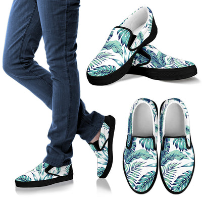 Pattern Tropical Palm Leaves Men Slip Ons Shoes