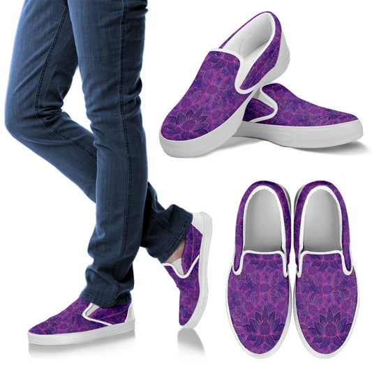 Bohemian Lotus Mandala Style Men Slip Ons Shoes