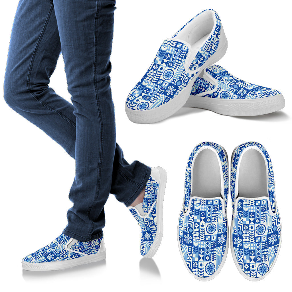 Swedish Print Pattern Men Slip Ons Shoes