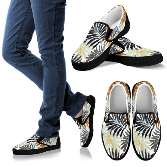 Colorful Tropical Palm Leaves Men Slip Ons Shoes