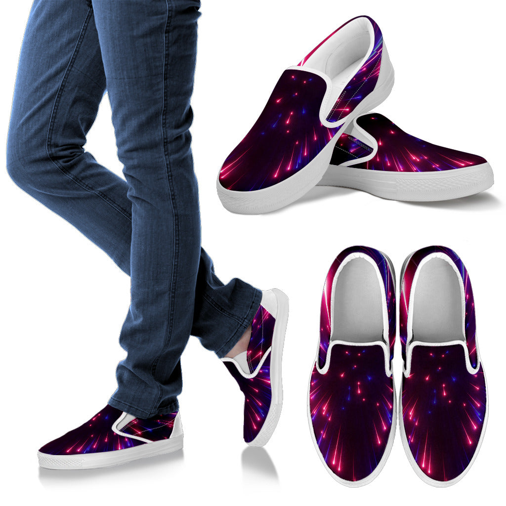 Celestial Purple Blue Neon Speed Light Men Slip Ons Shoes