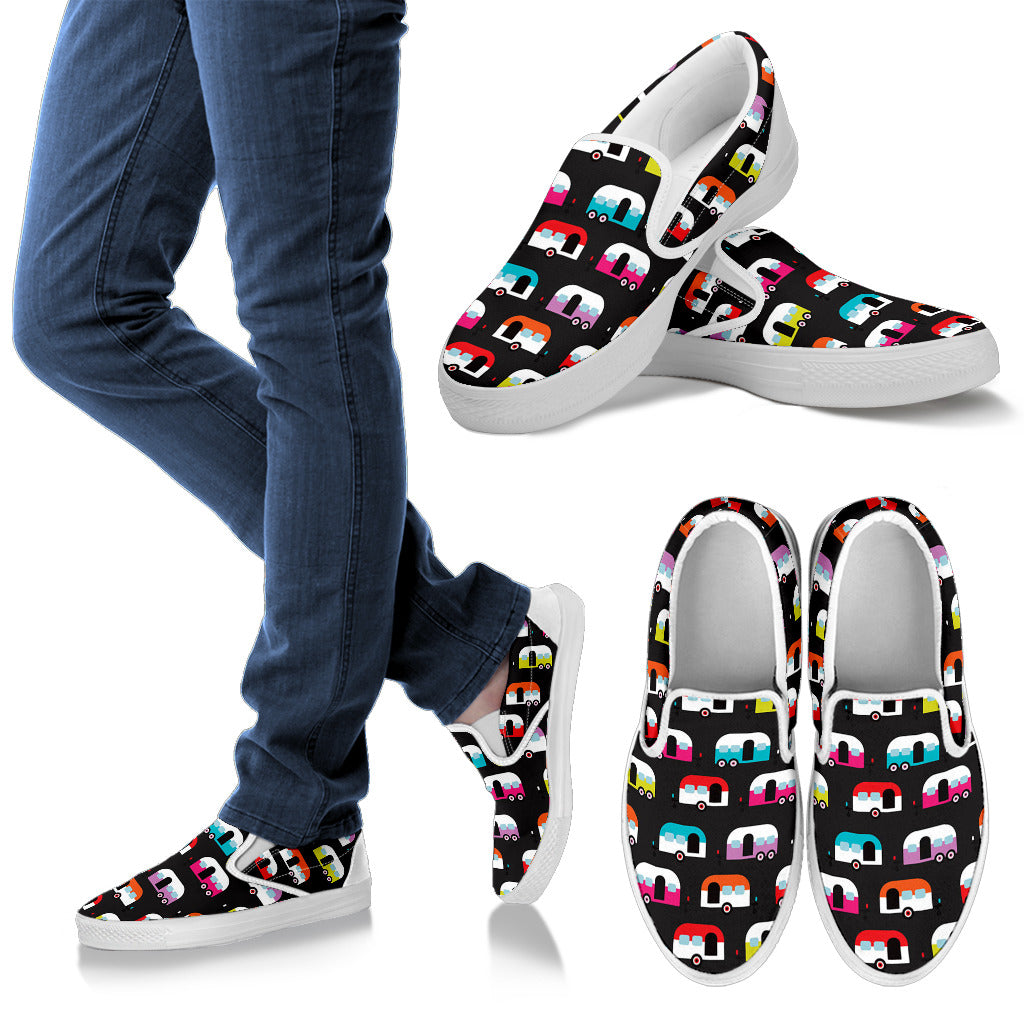Camper Caravan Pattern Men Slip Ons Shoes