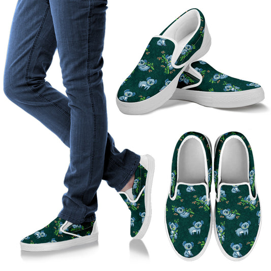 Koala Blue Design Print Men Slip Ons Shoes