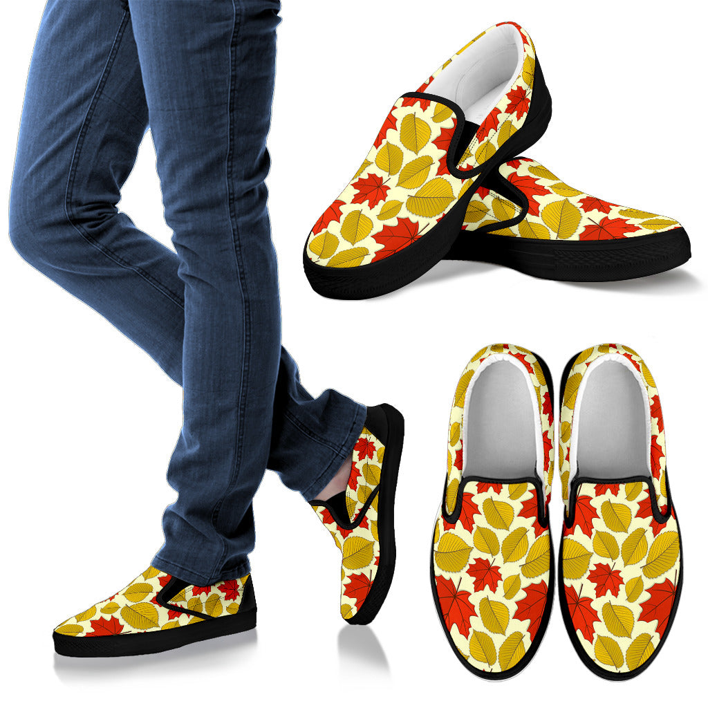 Elm Maple Leave Print Pattern Men Slip Ons Shoes