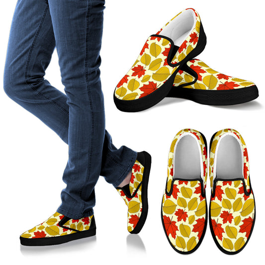 Elm Maple Leave Print Pattern Men Slip Ons Shoes