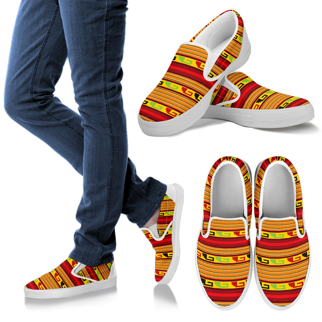 Mexican Blanket Ornament Print Pattern Men Slip Ons Shoes