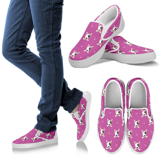 Bull Terrier Happy Print Pattern Men Slip Ons Shoes