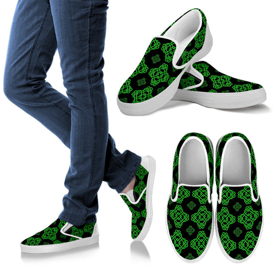 Celtic Knot Green Neon Design Men Slip Ons Shoes