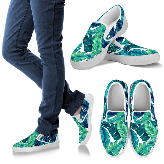 Brightness Tropical Palm Leaves Men Slip Ons Shoes