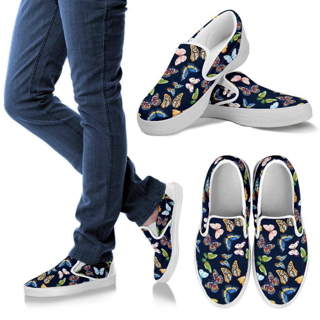 Butterfly Beautiful Print Pattern Men Slip Ons Shoes