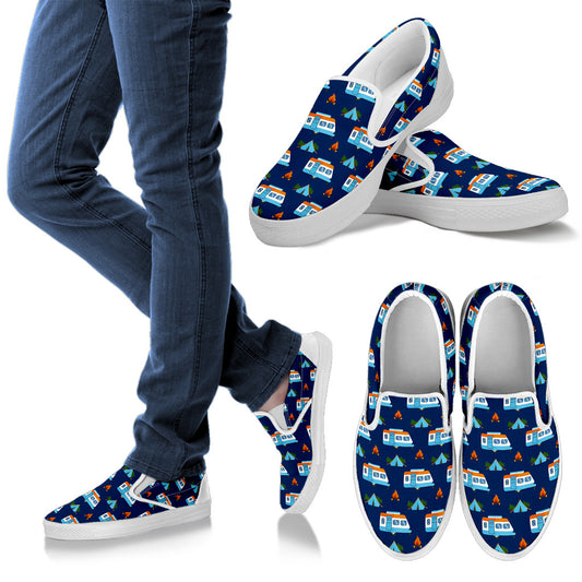 Camper Pattern Camping Themed No 3 Print Men Slip Ons Shoes
