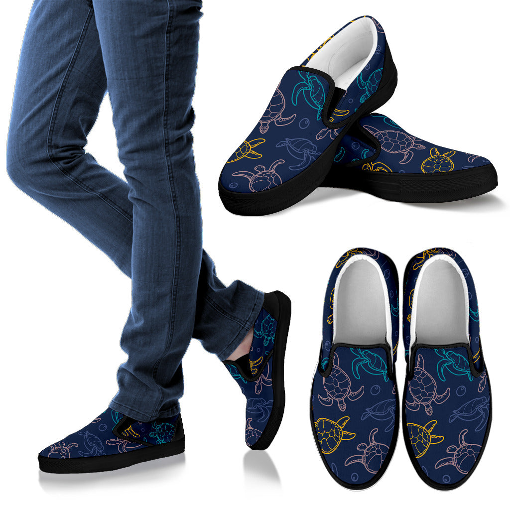 Sea Turtle Baby Print Men Slip Ons Shoes