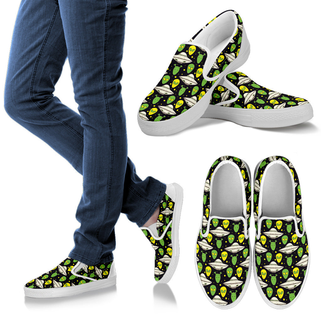 Alien UFO Pattern Men Slip Ons Shoes