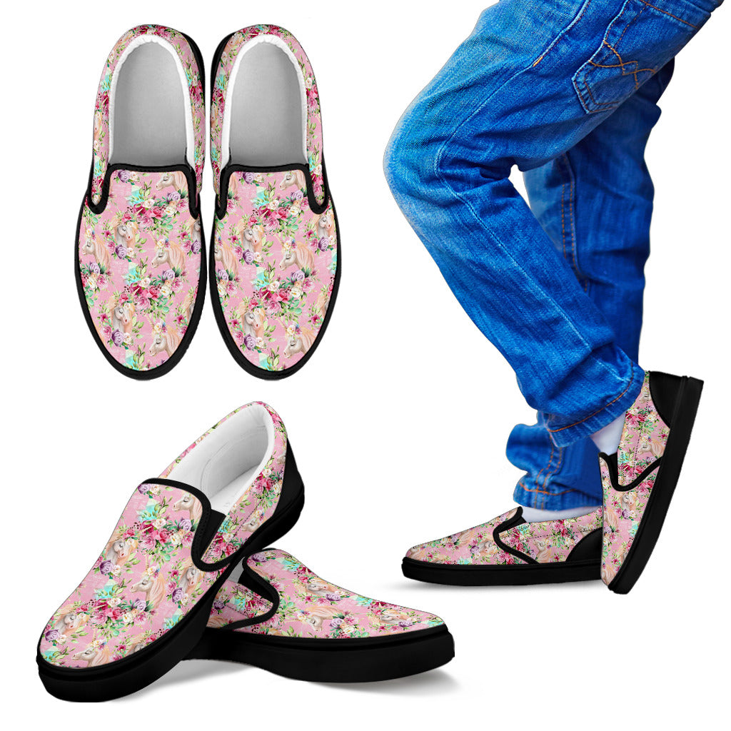 Unicorn Princess with Rose Men Slip Ons Shoes