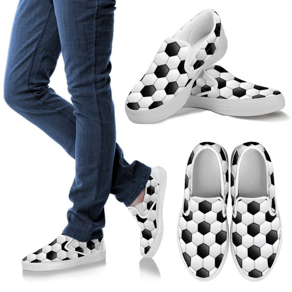 Soccer Ball Texture Print Pattern Men Slip Ons Shoes